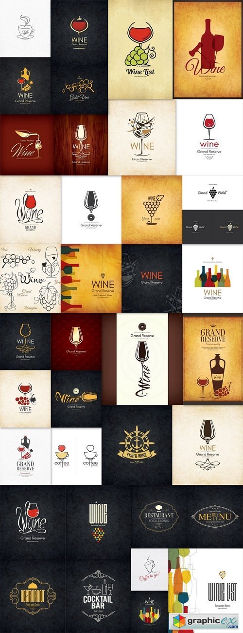 Wine list design. Vector brochure template for wine shop, winery, wine list, cafe, restaurant, bar