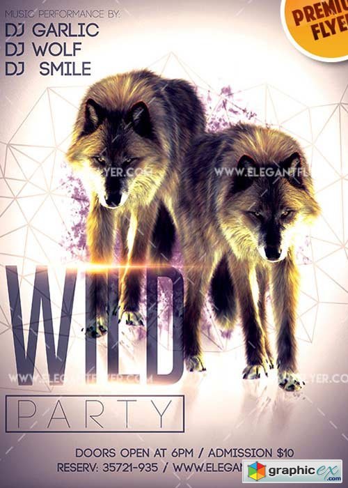  Wild Party V9 Flyer PSD Template + Facebook Cover 
