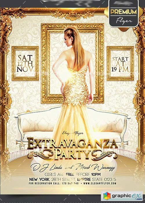  Extravaganza Party V1 Flyer PSD Template + Facebook Cover 