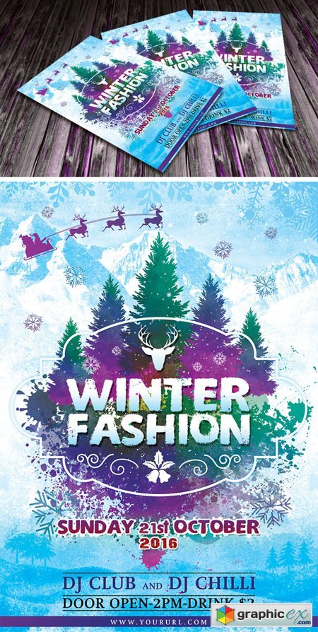  Winter Party Flyer PSD Template 