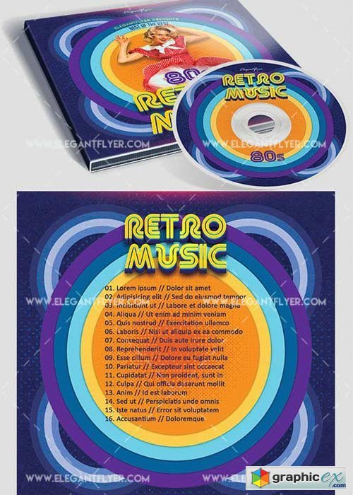 Retro Music V2 Premium CD&DVD cover PSD Template