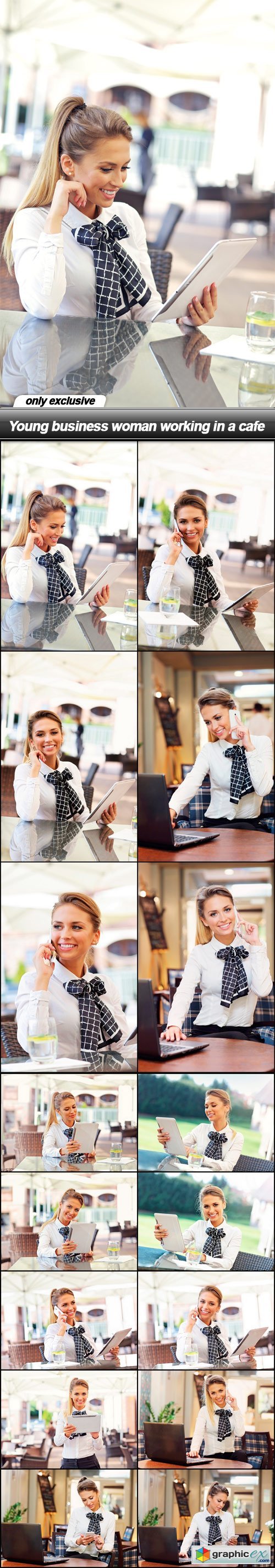 Young business woman working in a cafe - 16 UHQ JPEG