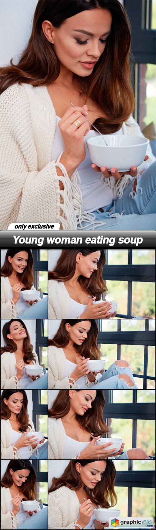Young woman eating soup - 9 UHQ JPEG