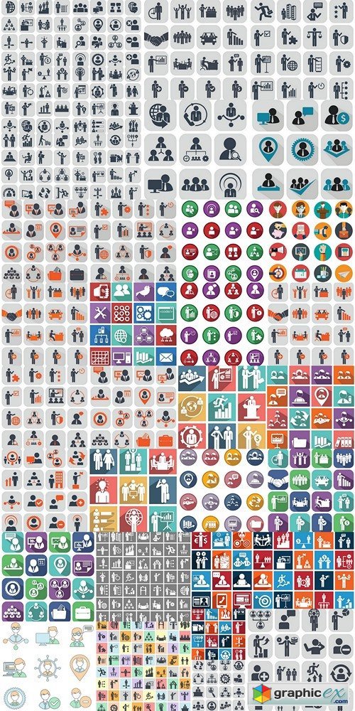 Human resources and management icons set 3