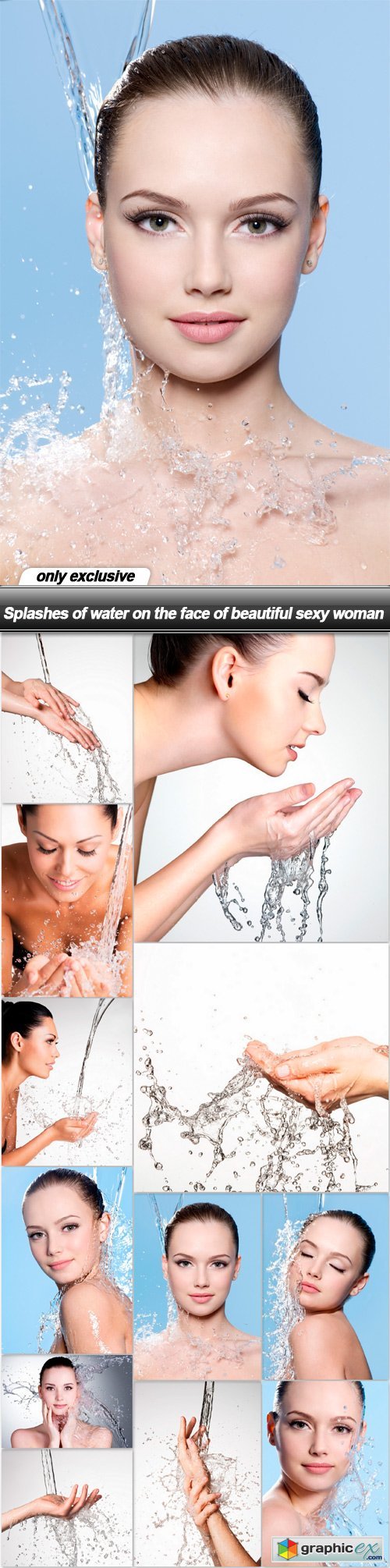 Splashes of water on the face of beautiful sexy woman - 12 UHQ JPEG