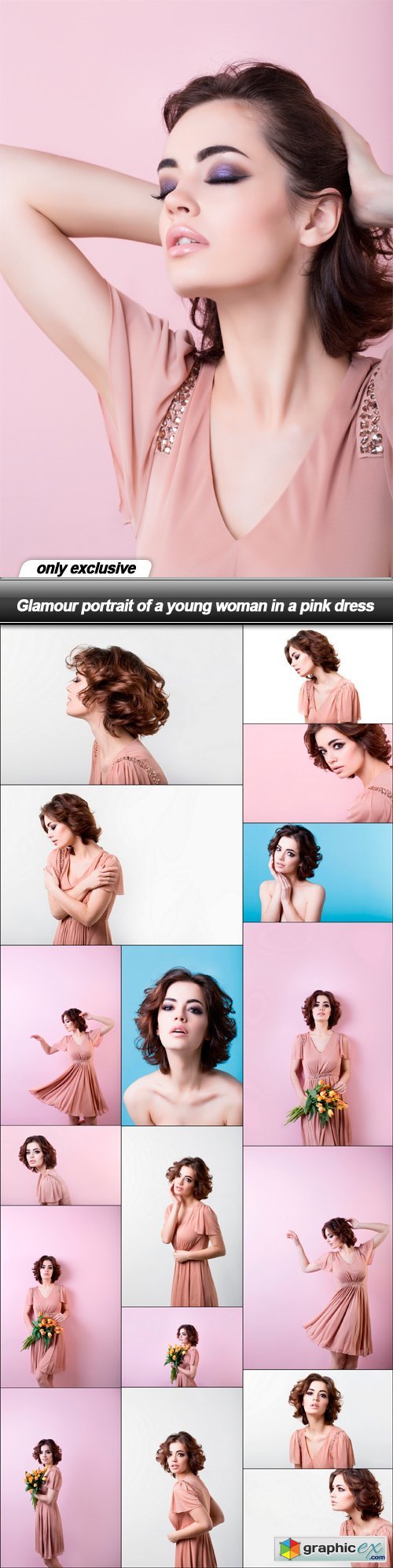 Glamour portrait of a young woman in a pink dress - 18 UHQ JPEG