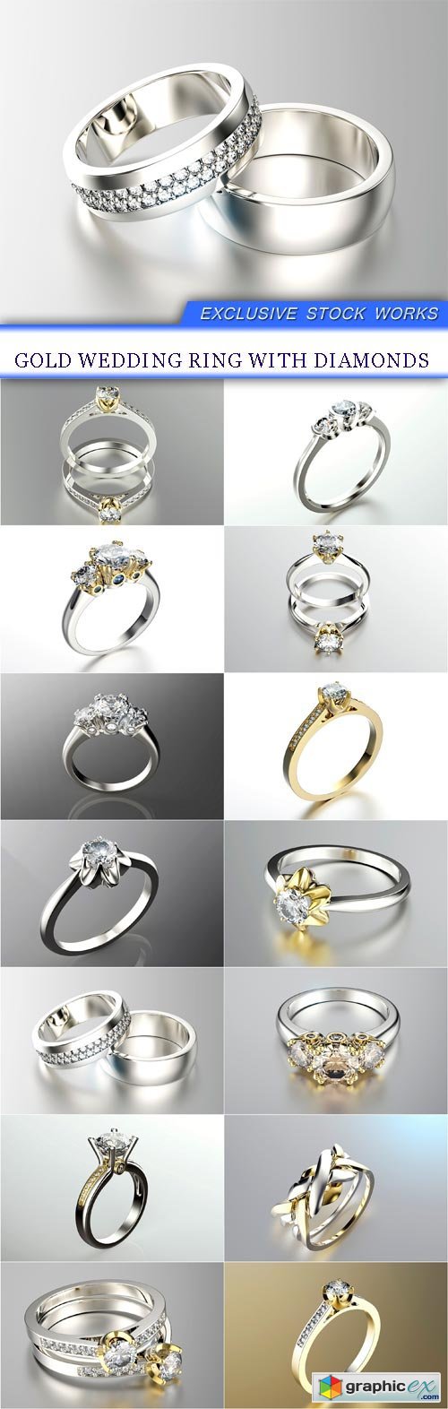 Gold wedding ring with diamonds 14X JPEG