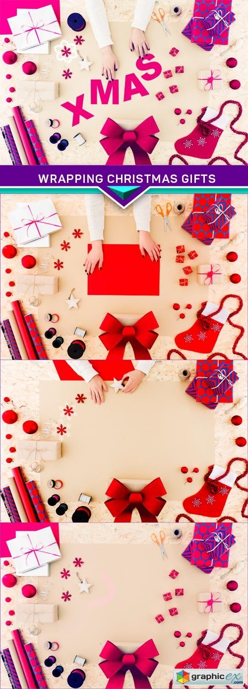 Wrapping christmas gifts 4X JPEG