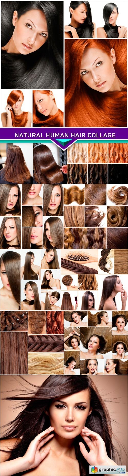 Natural human hair collage 10X JPEG