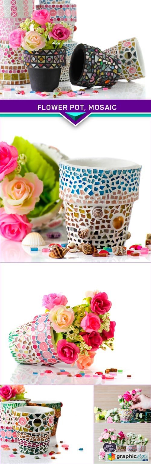 Flower Pot, mosaic 6X JPEG