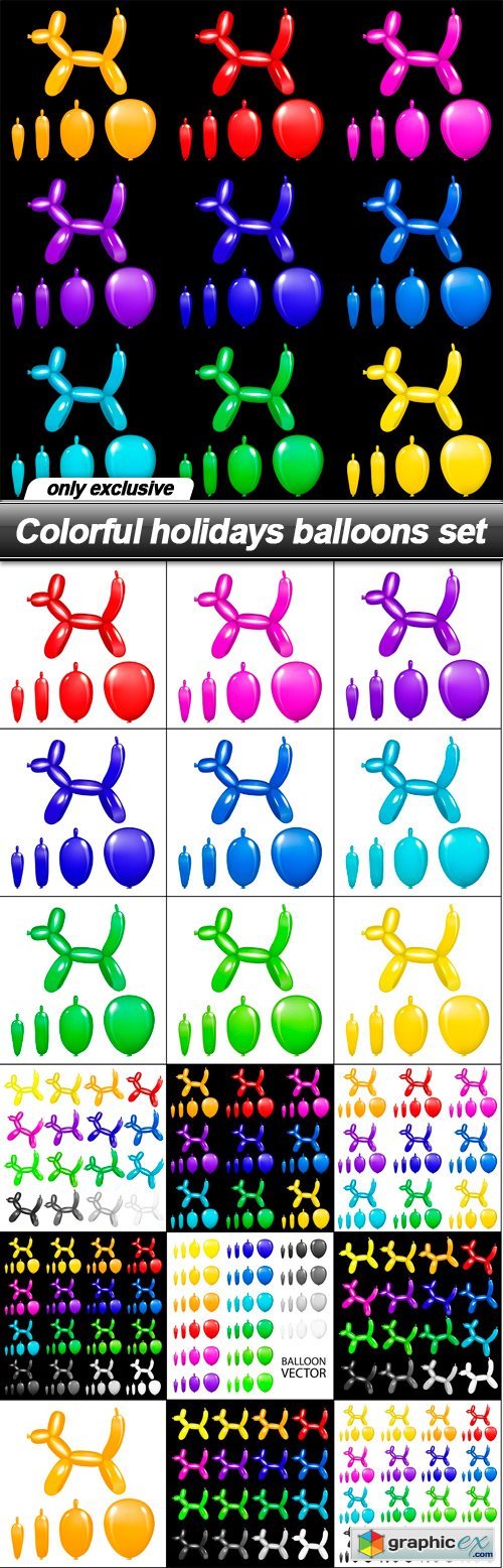 Colorful holidays balloons set - 18 EPS