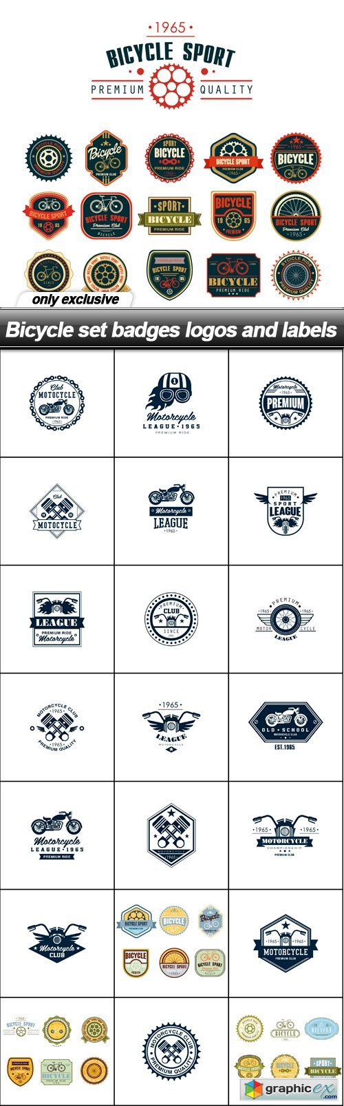 Bicycle set badges logos and labels - 22 EPS