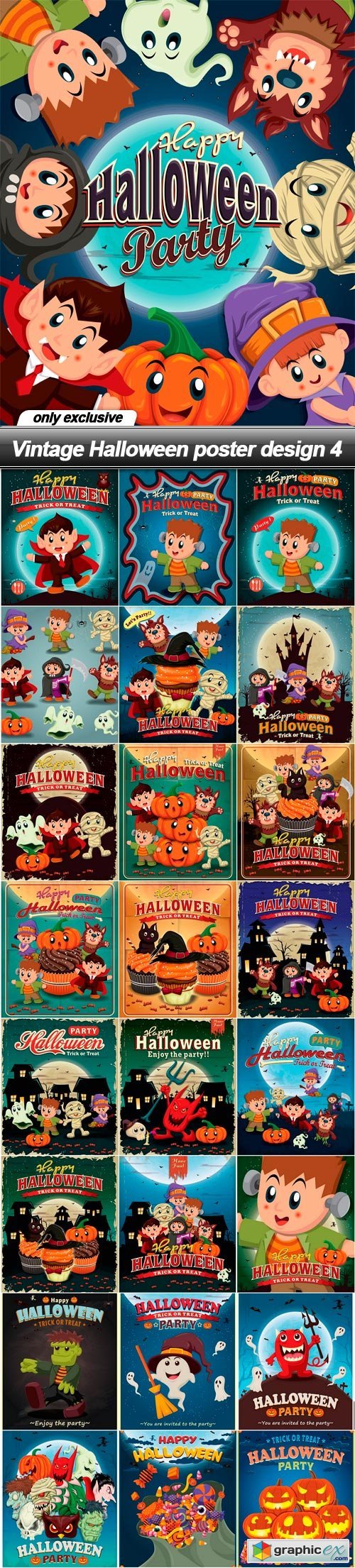 Vintage Halloween poster design 4 - 25 EPS