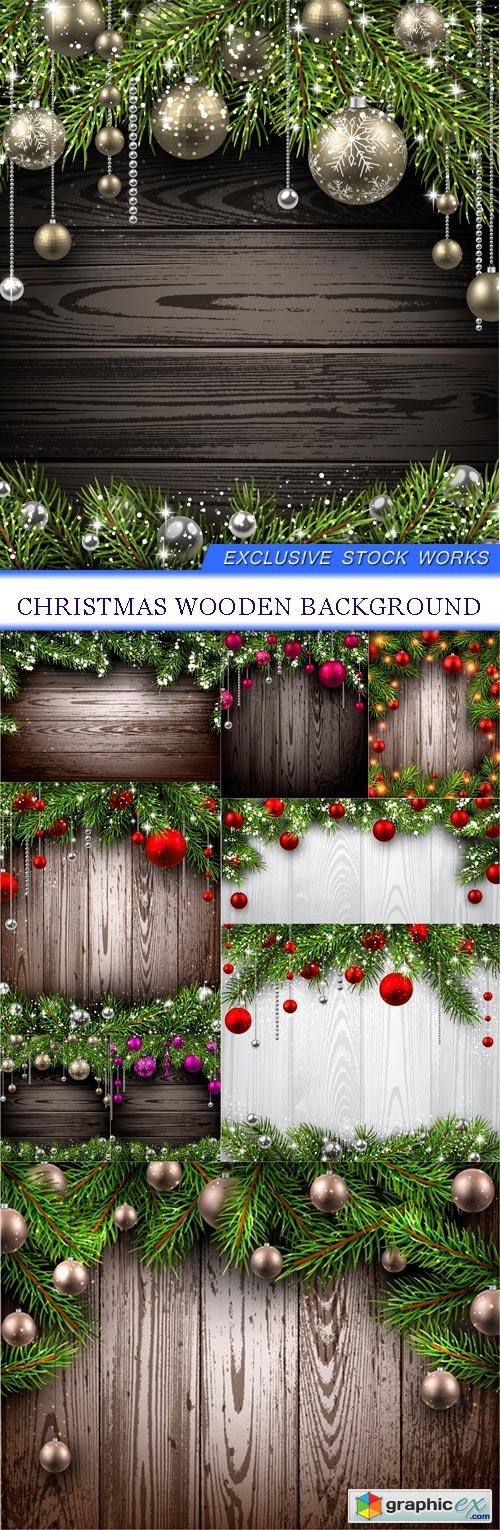 Christmas wooden background 9X EPS