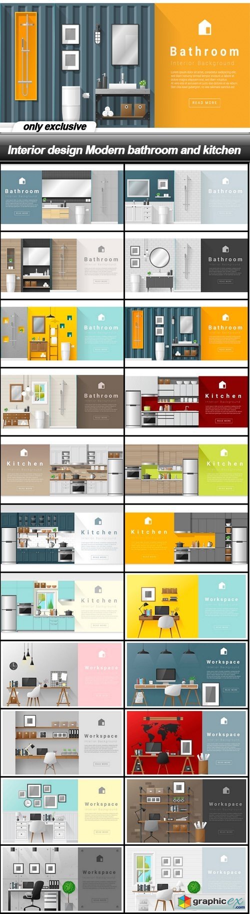 Interior design Modern bathroom and kitchen - 22 EPS