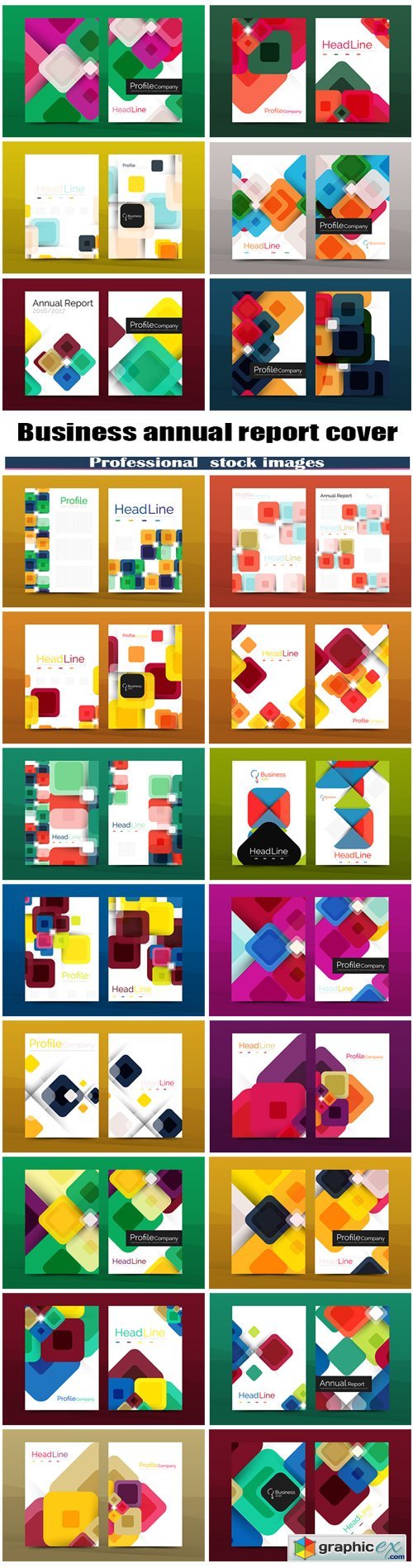 Colorful square business annual report cover