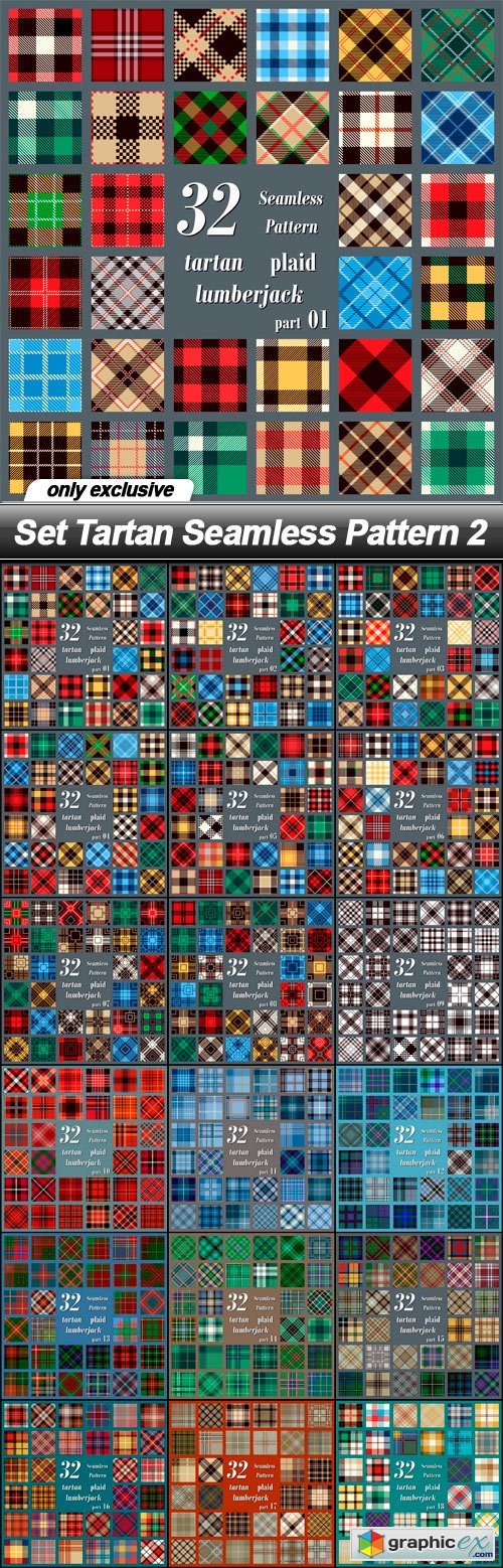 Set Tartan Seamless Pattern 2 - 18 EPS