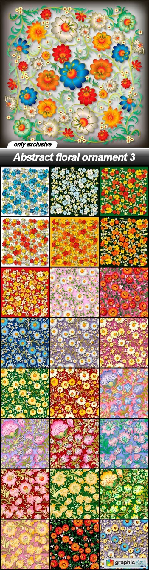 Abstract floral ornament 3 - 25 EPS