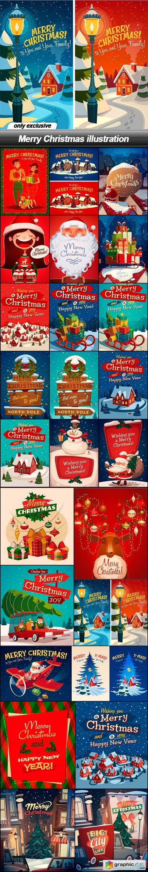 Merry Christmas illustration - 25 EPS