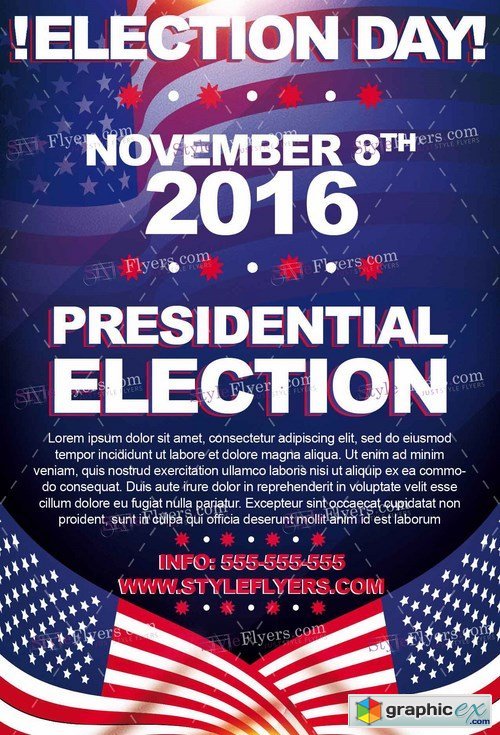 Election Day PSD Flyer Template + Facebook Cover