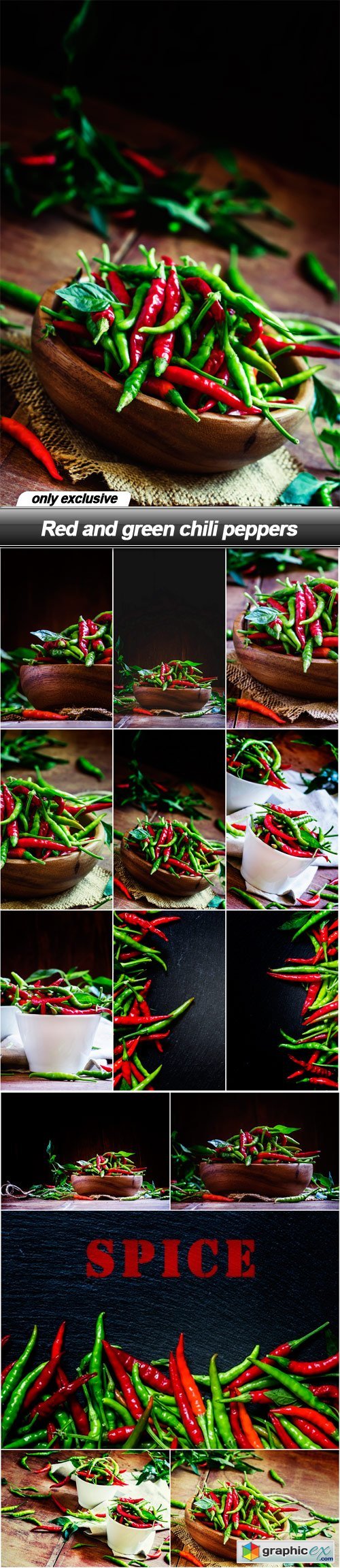 Red and green chili peppers - 16 UHQ JPEG