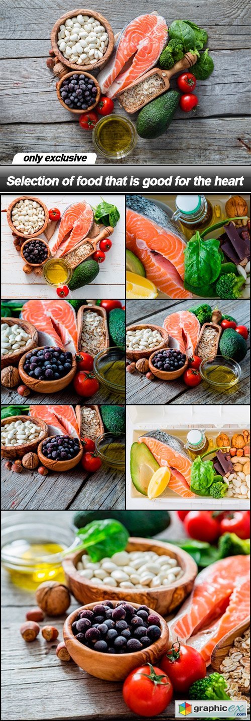 Selection of food that is good for the heart - 8 UHQ JPEG