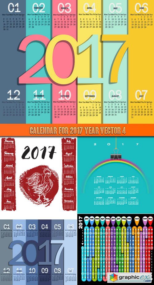 Calendar for 2017 year vector 4
