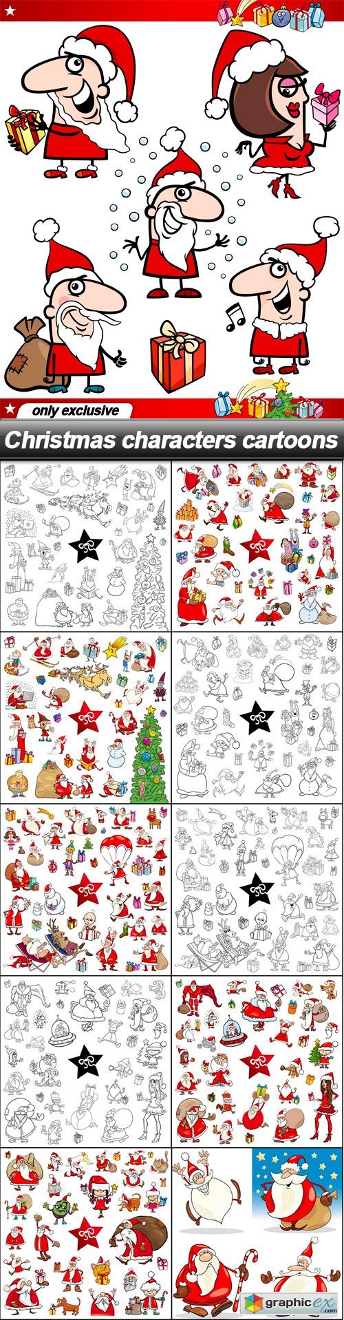 Christmas characters cartoons - 40 EPS