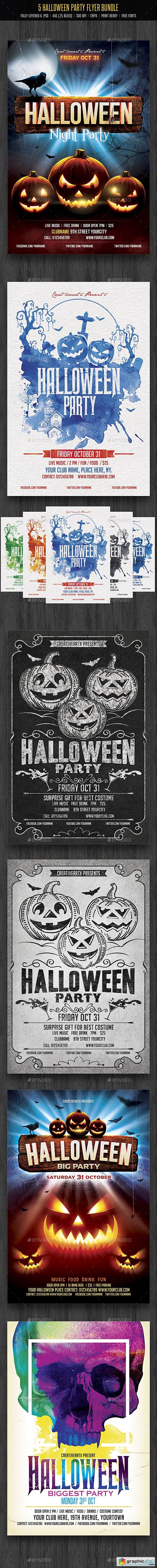 Halloween Party Flyer Bundle 18098896