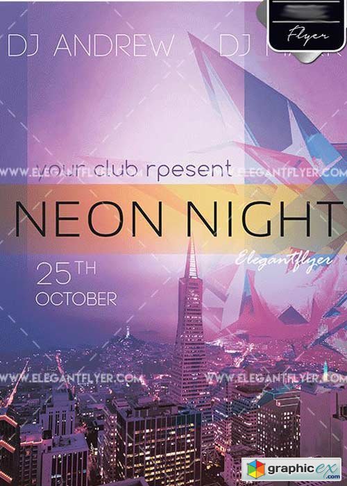 Neon Night V2 PSD Template + Facebook cover