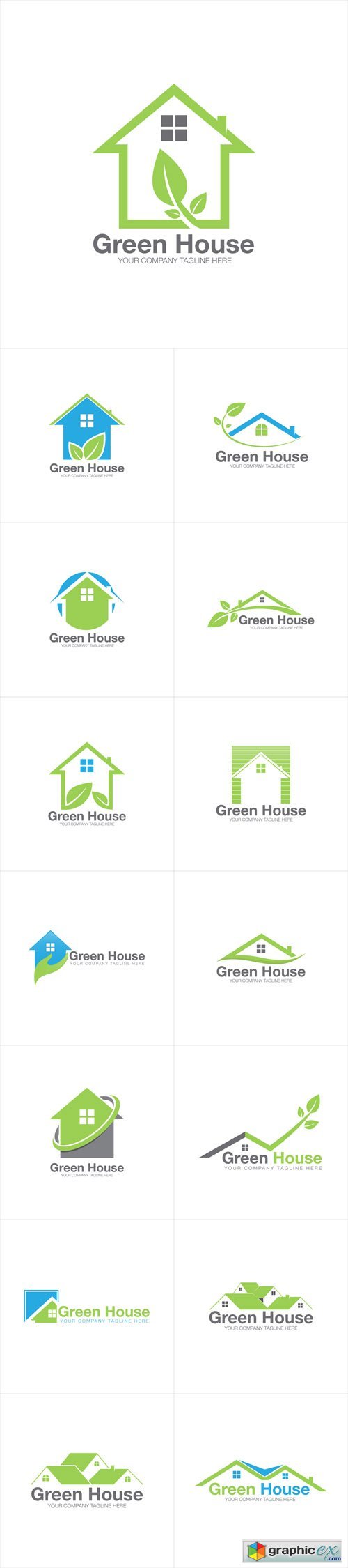 House Home Green Nature Logo Icons