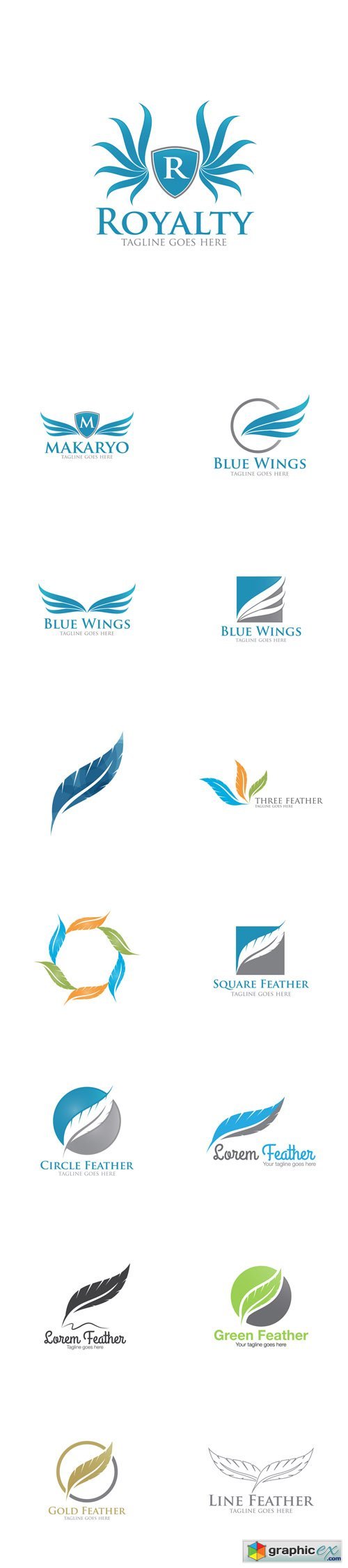 Abstract Feather Logo Icon Templates