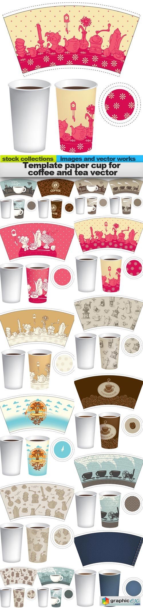 Template paper cup for coffee and tea vector,  15 x EPS