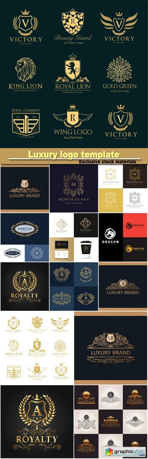 Luxury logo template, elegant emblem, royal logo design, vintage vector symbol