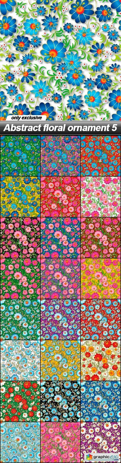 Abstract floral ornament 5 - 25 EPS