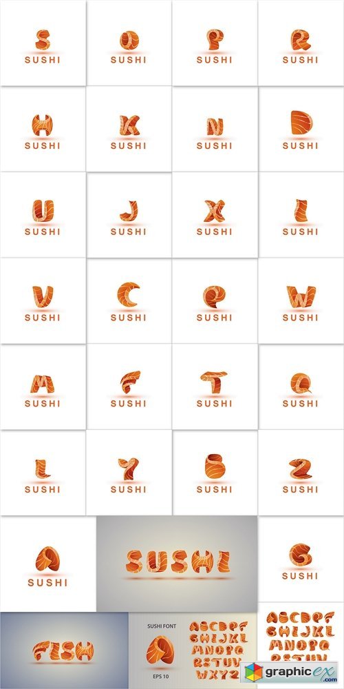 Sushi alphabet logo template