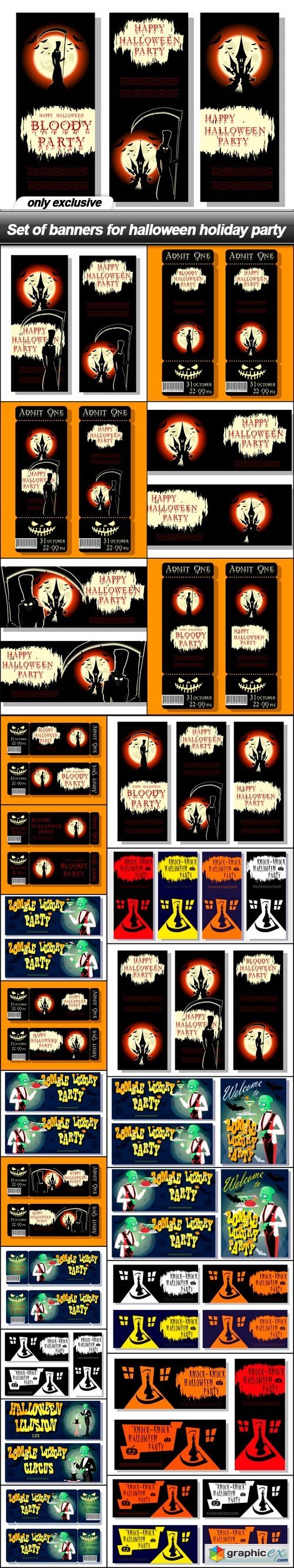 Set of banners for halloween holiday party - 24 EPS