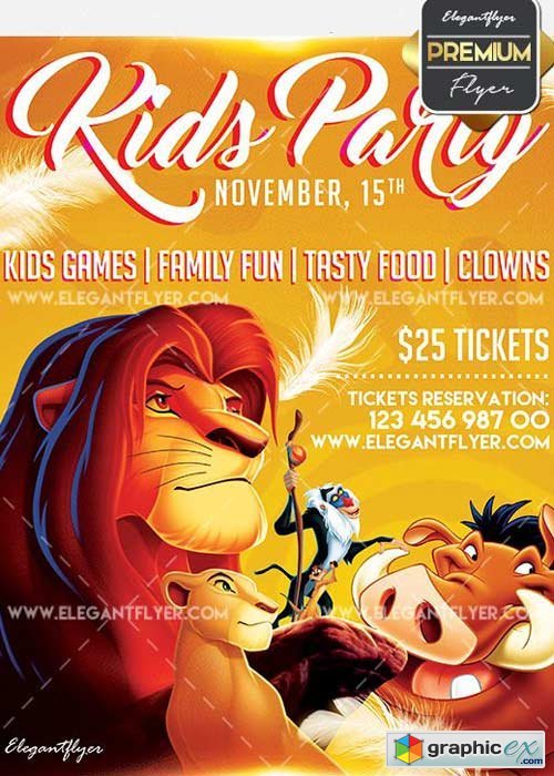 Kids Party V8 Flyer PSD Template + Facebook Cover