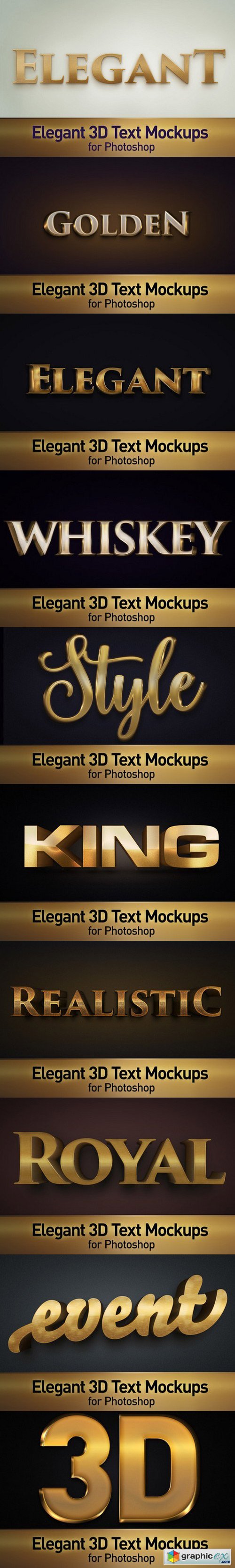 Elegant 3D Text Photoshop Mockups