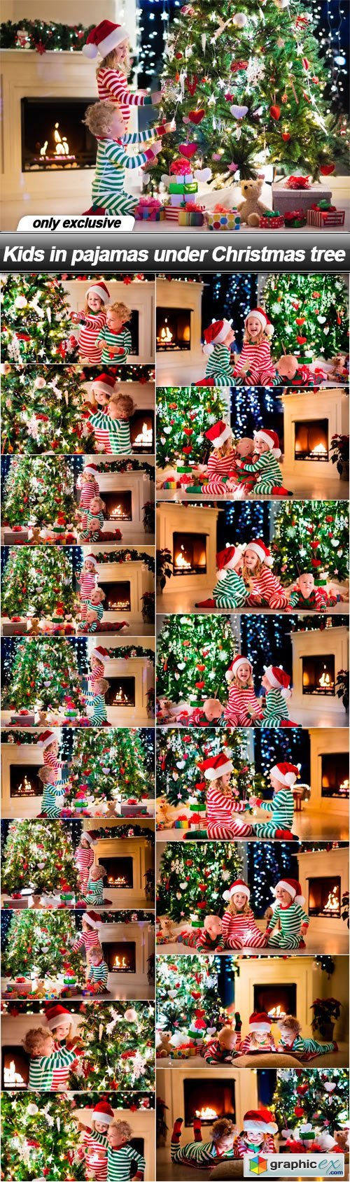 Kids in pajamas under Christmas tree - 18 UHQ JPEG