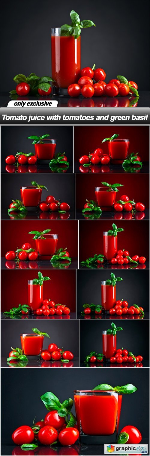 Tomato juice with tomatoes and green basil - 11 UHQ JPEG