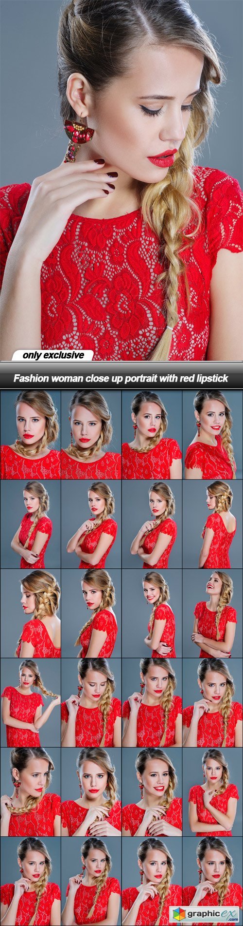 Fashion woman close up portrait with red lipstick - 25 UHQ JPEG