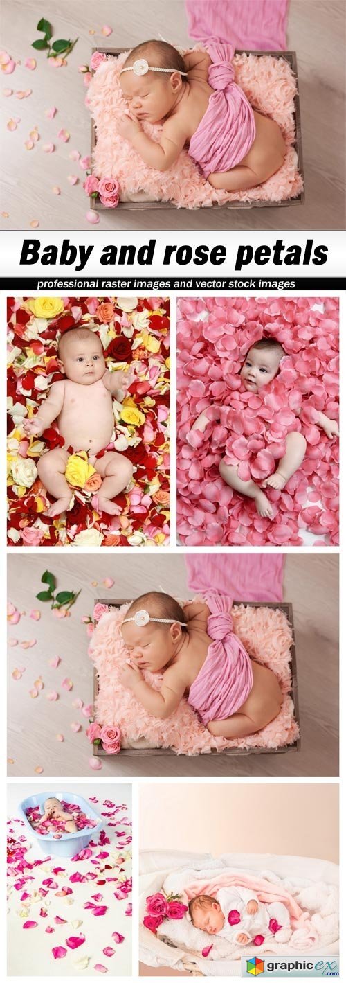 Baby and rose petals - 5 UHQ JPEG