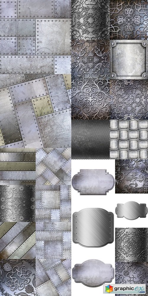 Seamless metallic tiles background 4