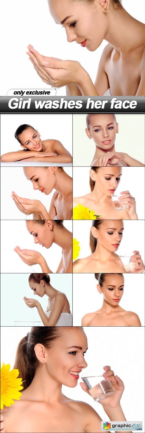 Girl washes her face - 9 UHQ JPEG