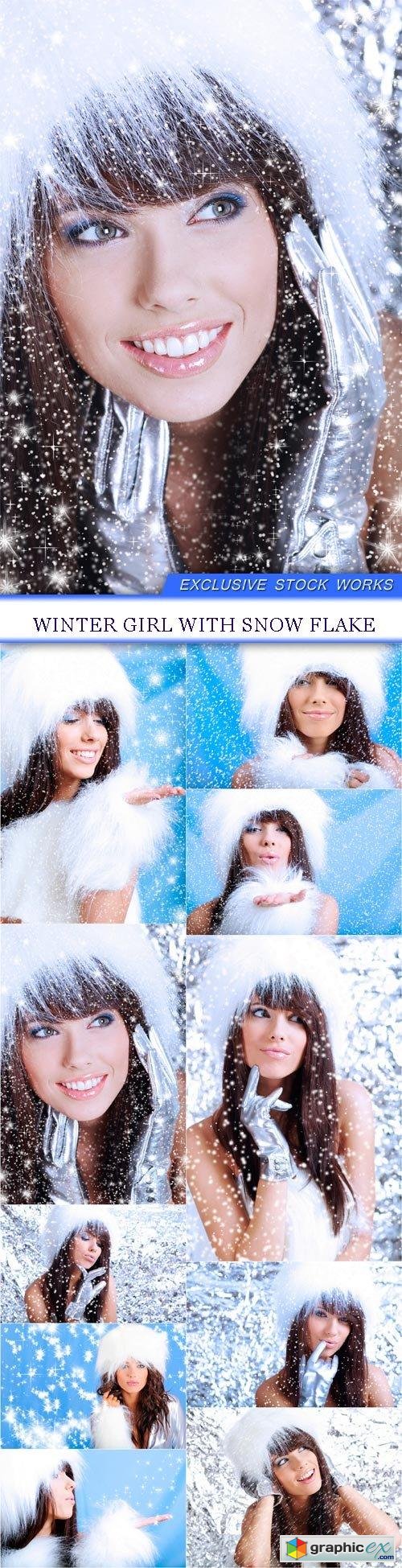 Winter Girl with snow flake 10x JPEG