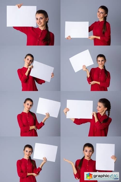 Woman Holding Blank Paper