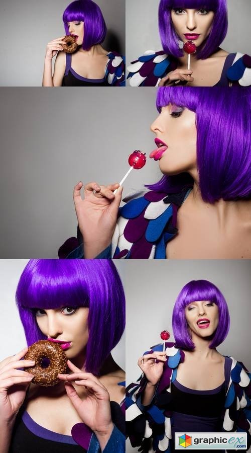 Beautiful Girl with Purple Hair