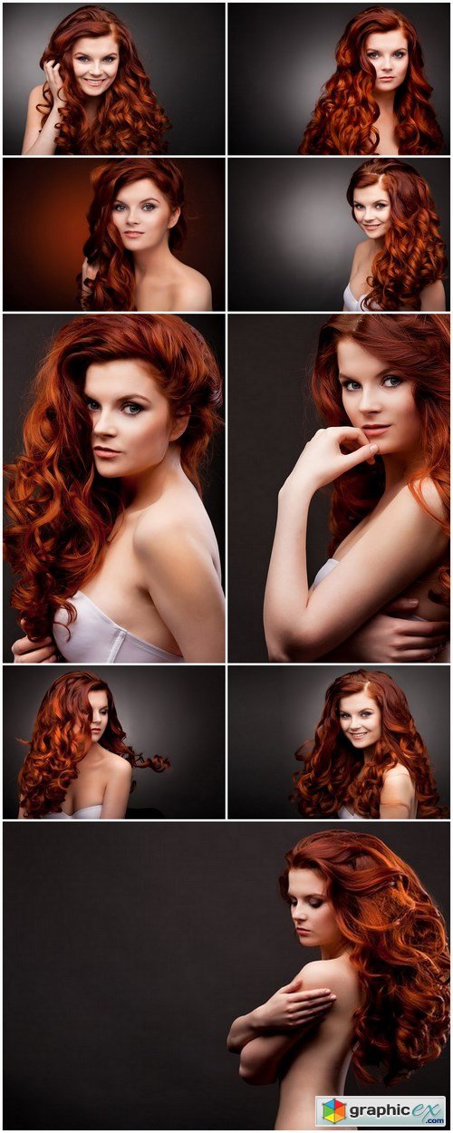 Beautiful Woman With Red Curly Hair - 9xUHQ JPEG