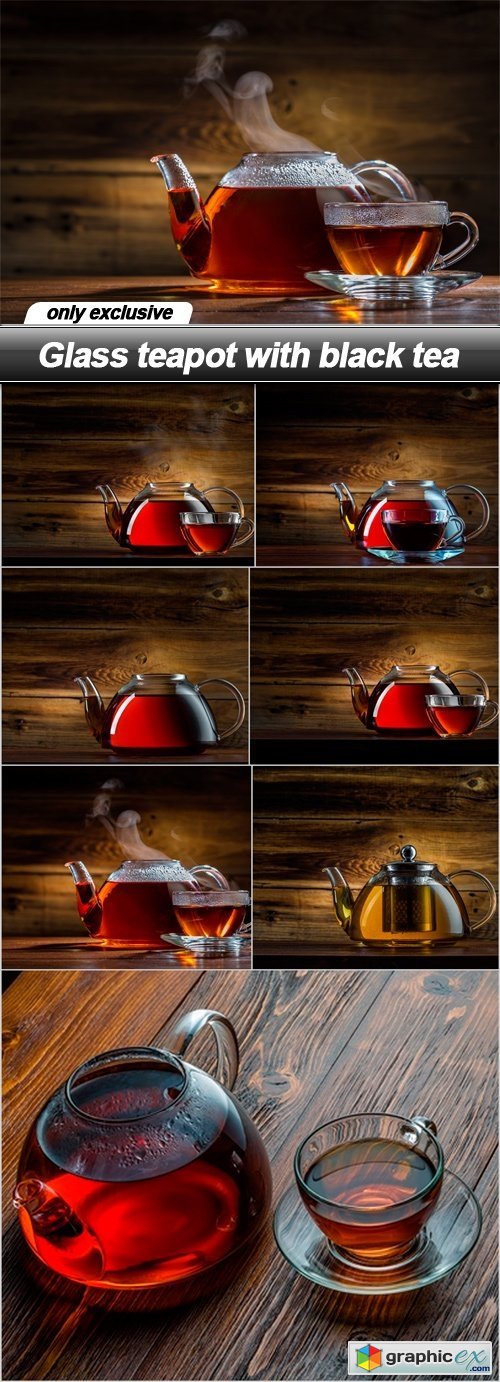 Glass teapot with black tea - 7 UHQ JPEG